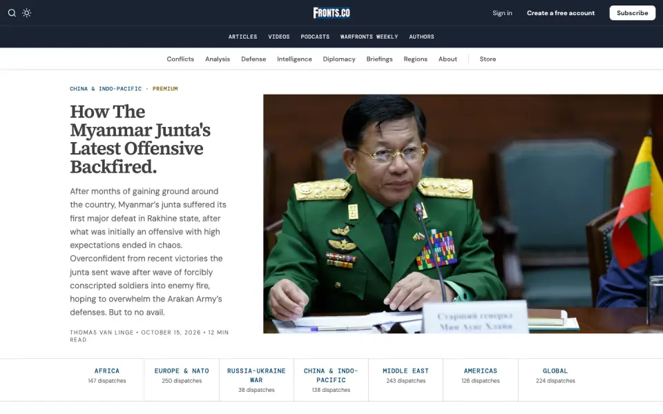 The Fronts homepage at fronts.co