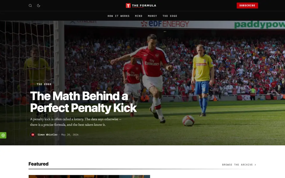 The The Formula homepage at theformula.pub